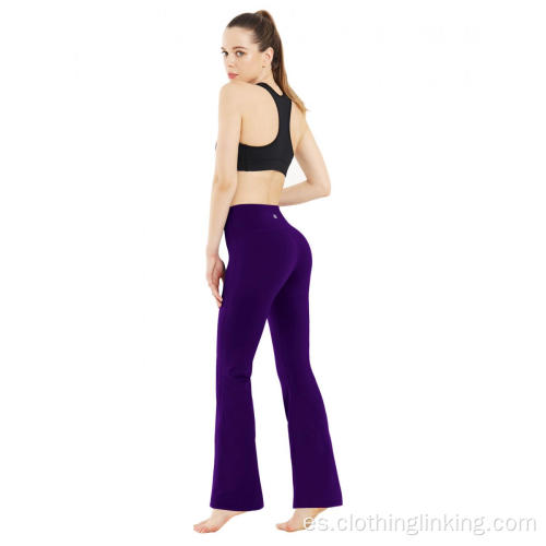 Pantalones de yoga bootcut negros para mujer